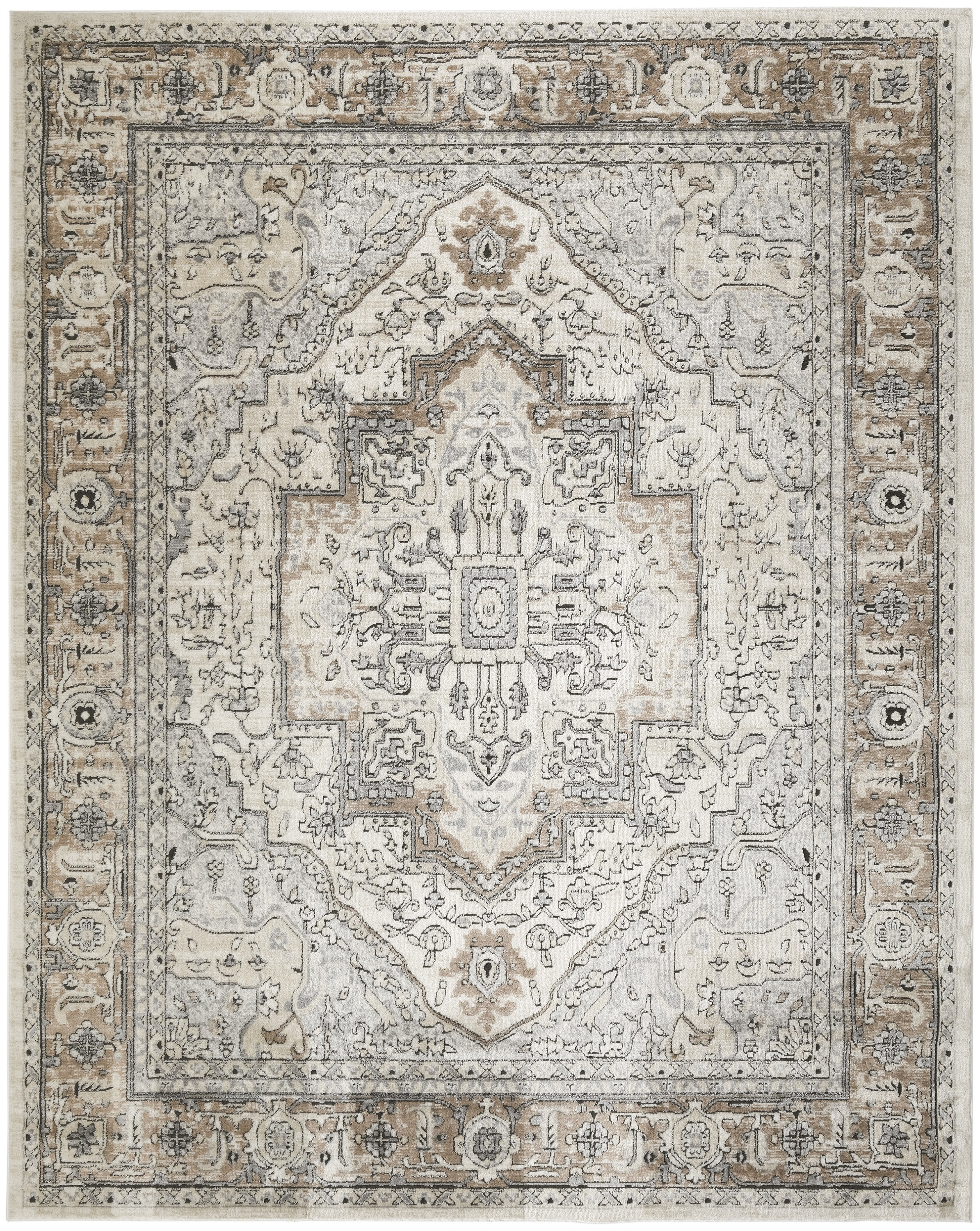 Nourison Quarry 7'10" x 9'10" Ivory Grey Taupe Vintage Indoor Rug