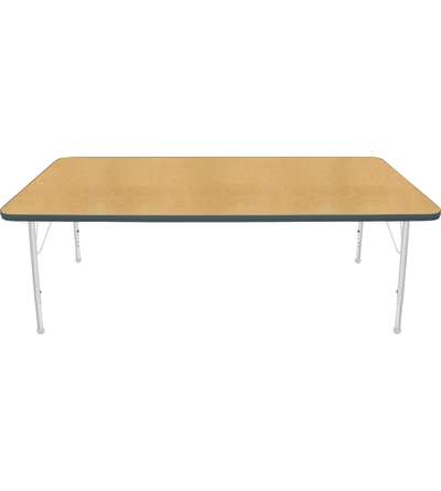 Creative Colors® Activity Table, Rectangle, 36" x 72", Maple Top Color, Graphite Edge Color, Standard Leg Height, Platinum Silve