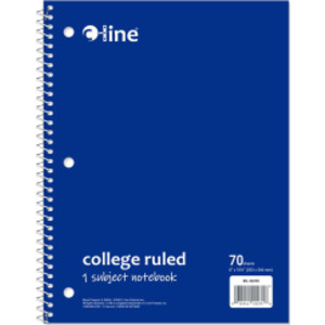 College-Ruled 1-Subject Notebook, 70 Sheets, Blue