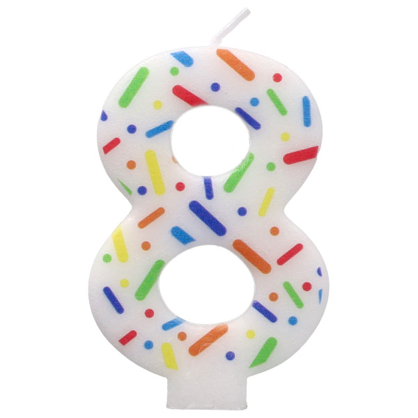 8 Rainbow Sprinkle Numeral Candles