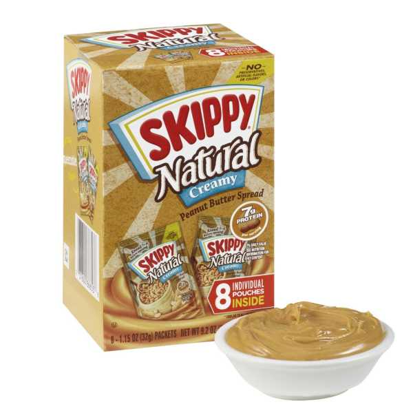 SKIPPY(r) Natural Creamy Peanut Butter Spread Sachet 160/1.15OZ . C1CB - Front Center Inner Pack (Hi Res)