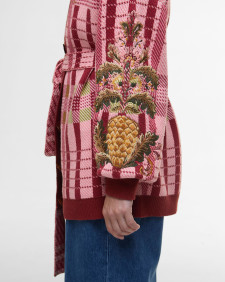 Barbour FARM Rio Luisa Embroidered Cardigan Pink Tartan