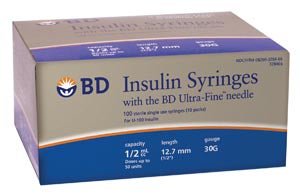 Embecta Medical II LLC SYRINGE, INSULIN W/NDL 0.5ML 30G 1/2" (10/BG 10BG/BX 5BX/CS)