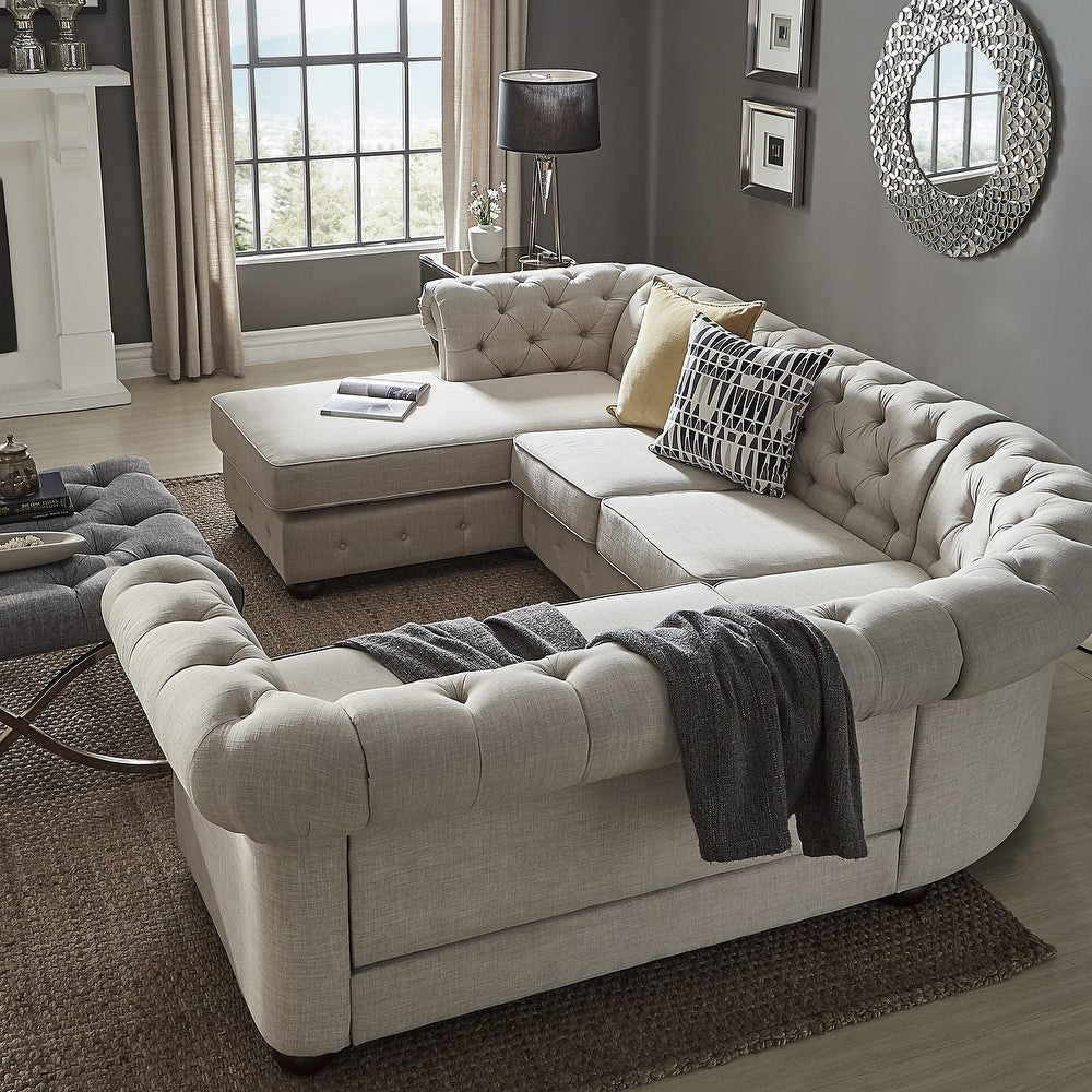 U-Shaped Chesterfield Sectional Sofa with Chaise