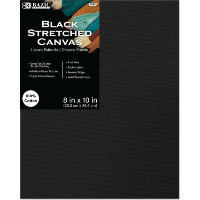Black Stretched Canvas, 8 x 10 in