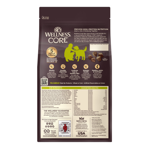 Wellness CORE Grain Free Healthy Weight Turkey Recipe back packaging