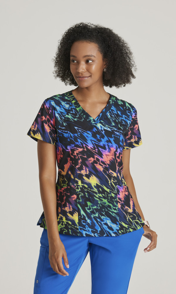 Barco One Medical Tops 4pkt Printed V-Nk Princess-Barco One