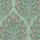 Stylized leaf clusters radiate upward in a repeating pattern on pale green fabric, outlined in brown with thin stems and small round bead-like nodes connecting the leaves.