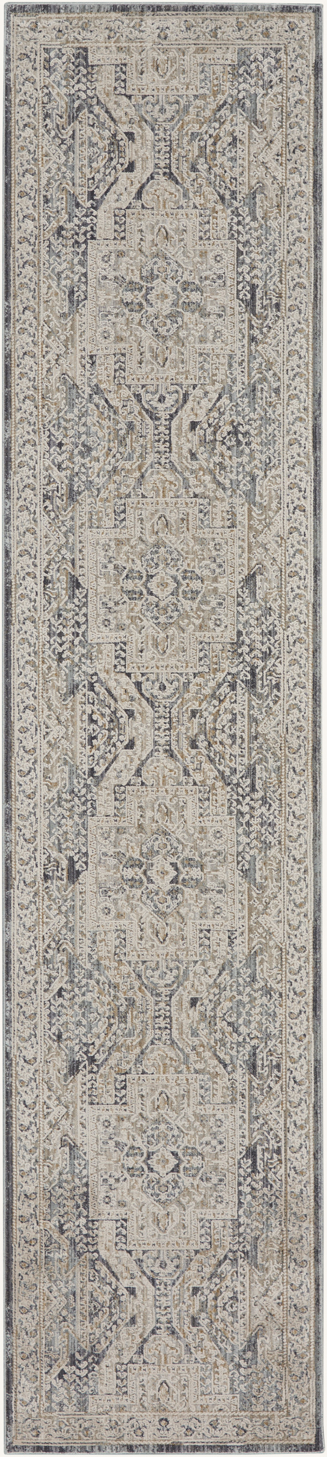 Nourison Lynx 2'3" x 12' Ivory Charcoal Vintage Indoor Rug