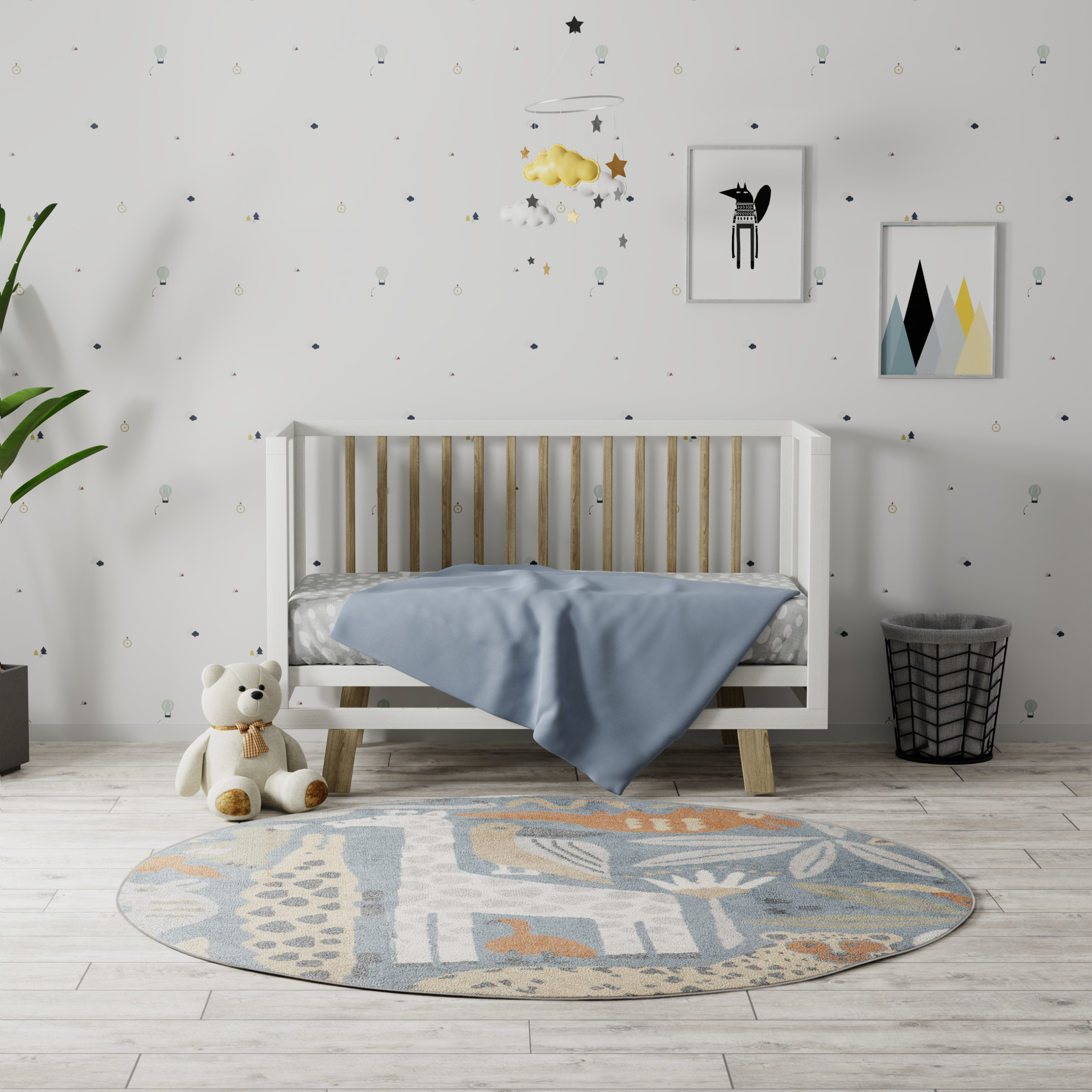 Nourison Astra Machine Washable 4' x Round Multicolor Kids Indoor Rug