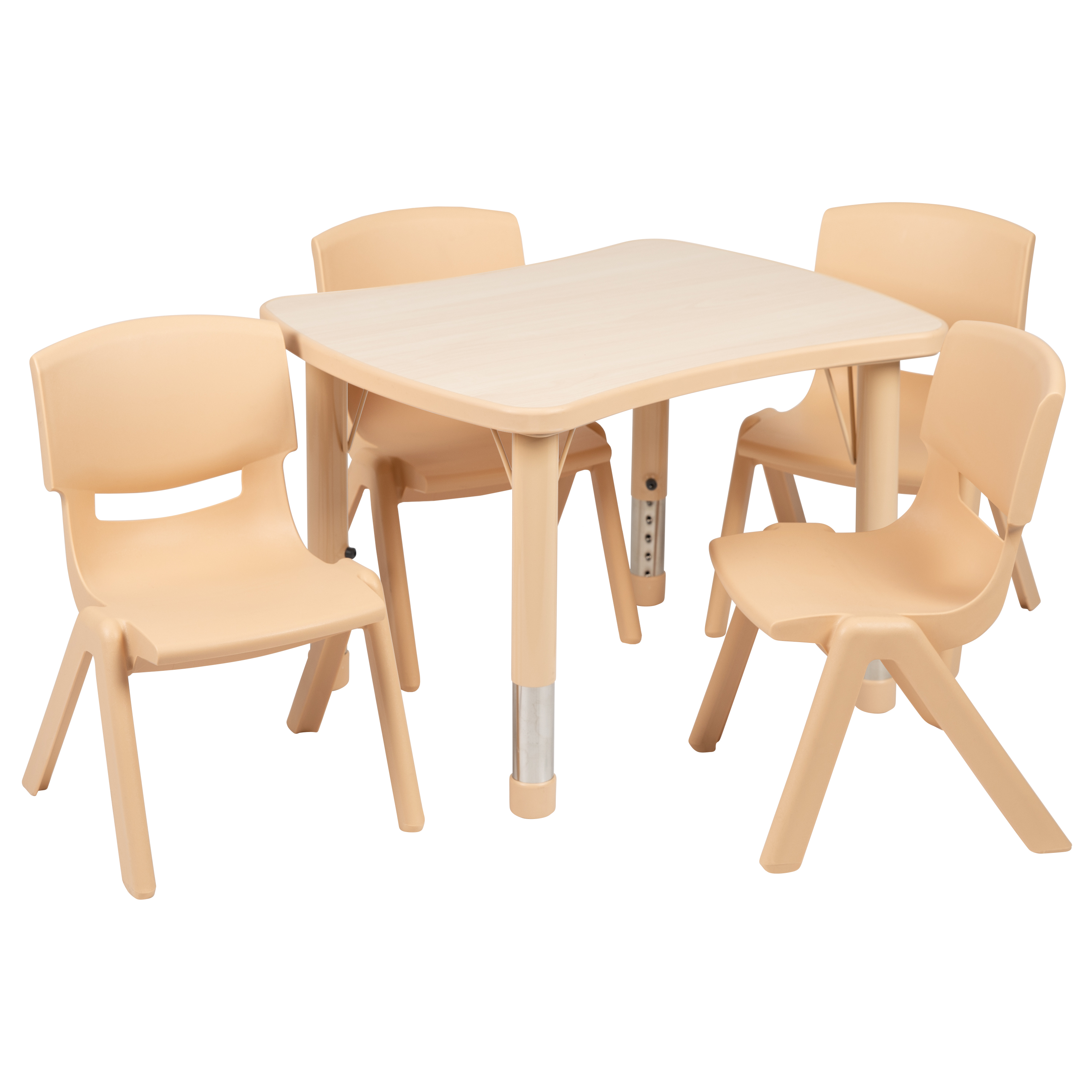 21,875" B x 26,625" L Rechteck Natur Kunststoff Aktivität Tisch Set mit 4 Stühlen - Bild 6 von 13