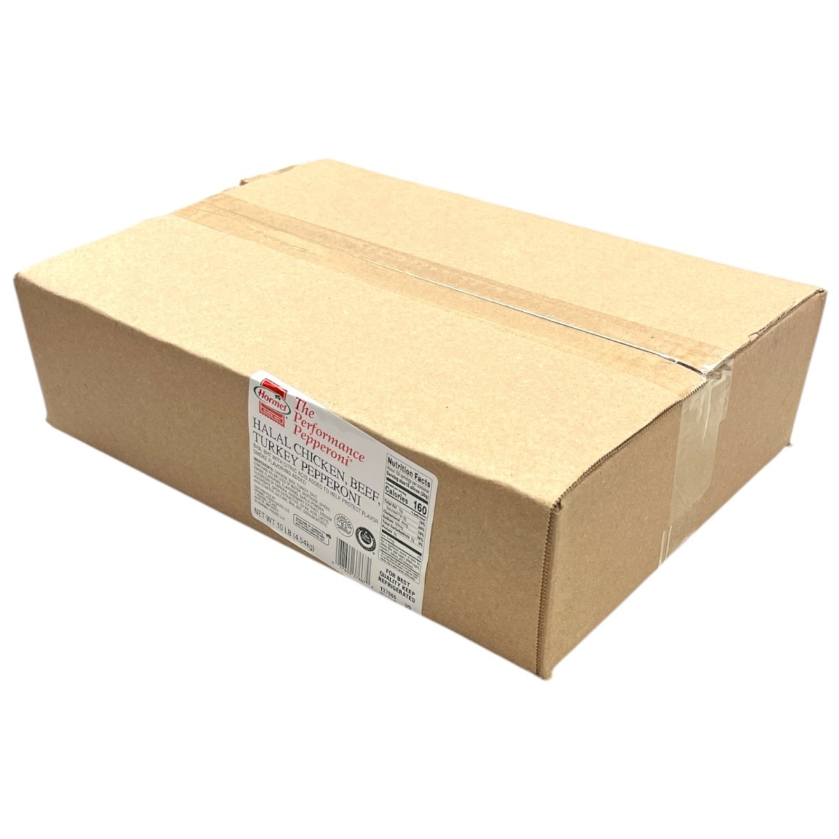 HORMEL(r) Pepperoni, Halal, 14 slices per oz, 2/5 lb . C1RA - Front Right Closed Case (Hi Res)