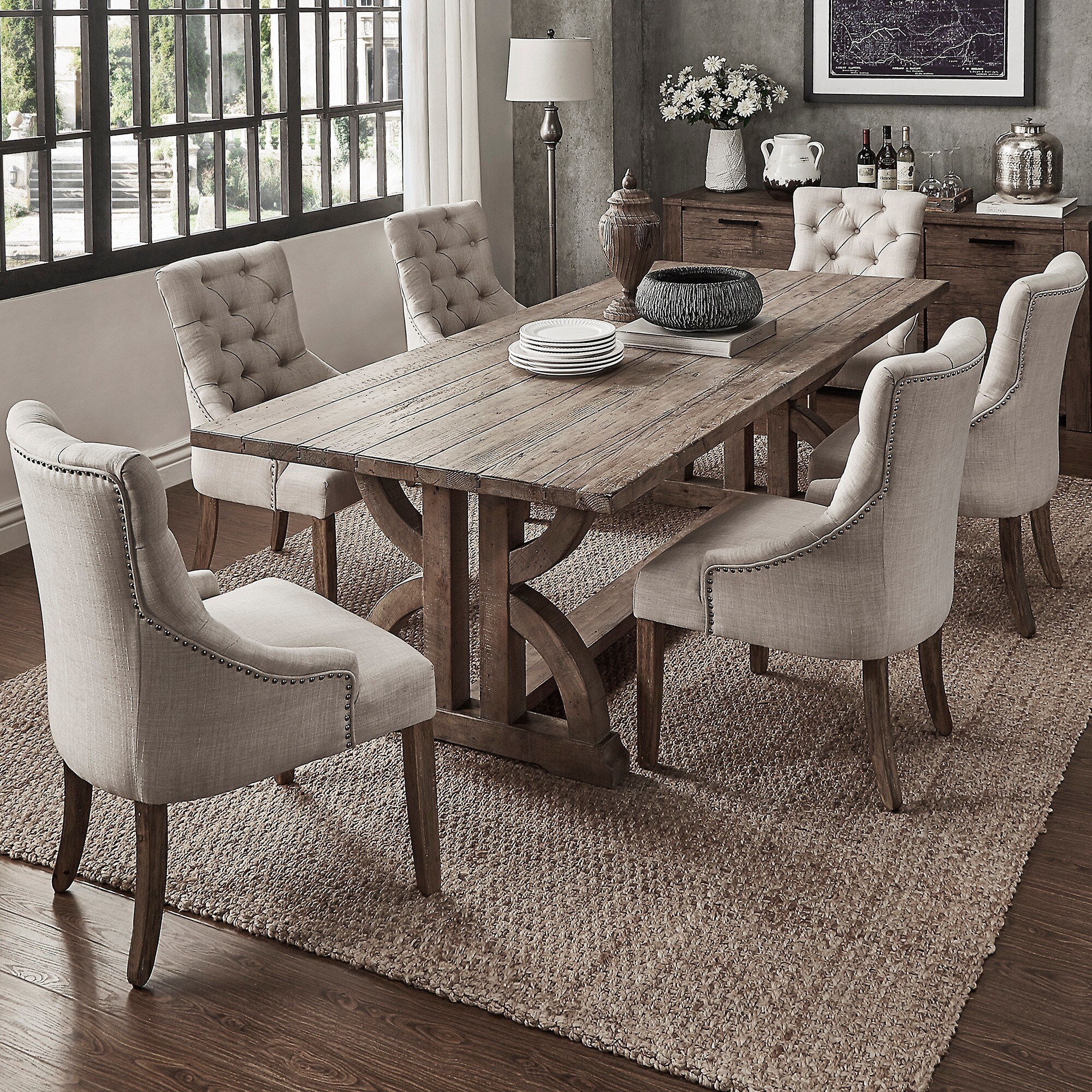 Reclaimed Wood Wingback Dining Set