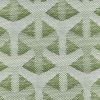 Woven textile with green-and-cream geometric Y-and-diamond motif, tightly woven and slightly textured; pattern repeats across a close-up surface under even, neutral lighting.