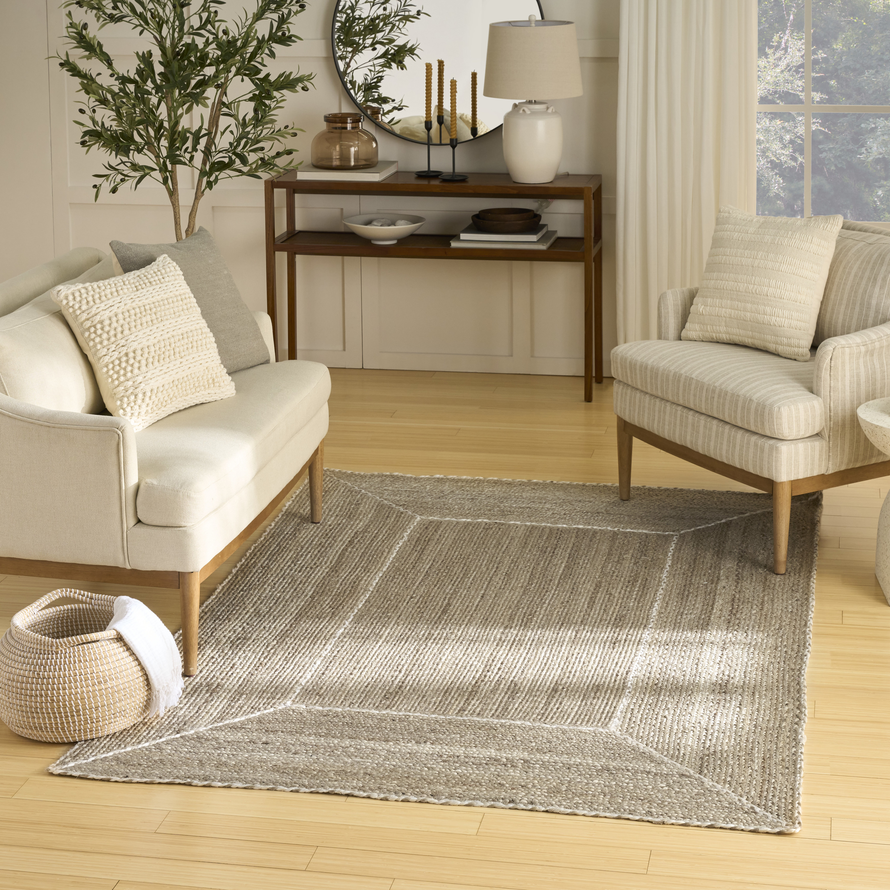 Nourison Terrazzo Jute 4' x 6' Natural Grey Farmhouse Indoor Rug