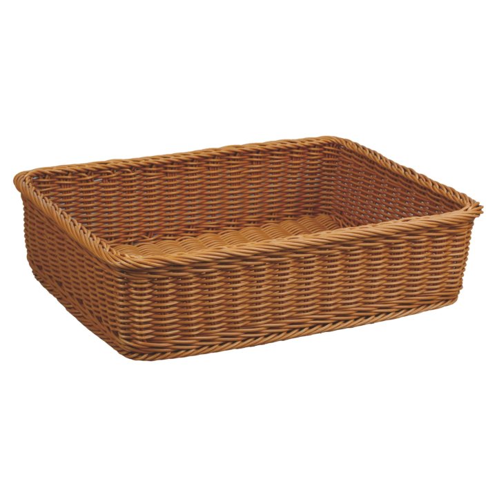 Cesta de pan de mimbre rectangular 37 x 27 cm polipropileno en marrón oscuro
