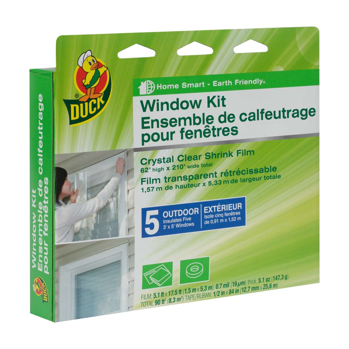 Duck® Brand Shrink Film Window Insulation Kit - Outdoor, 5 pk, 62 in. x 210 in. Image