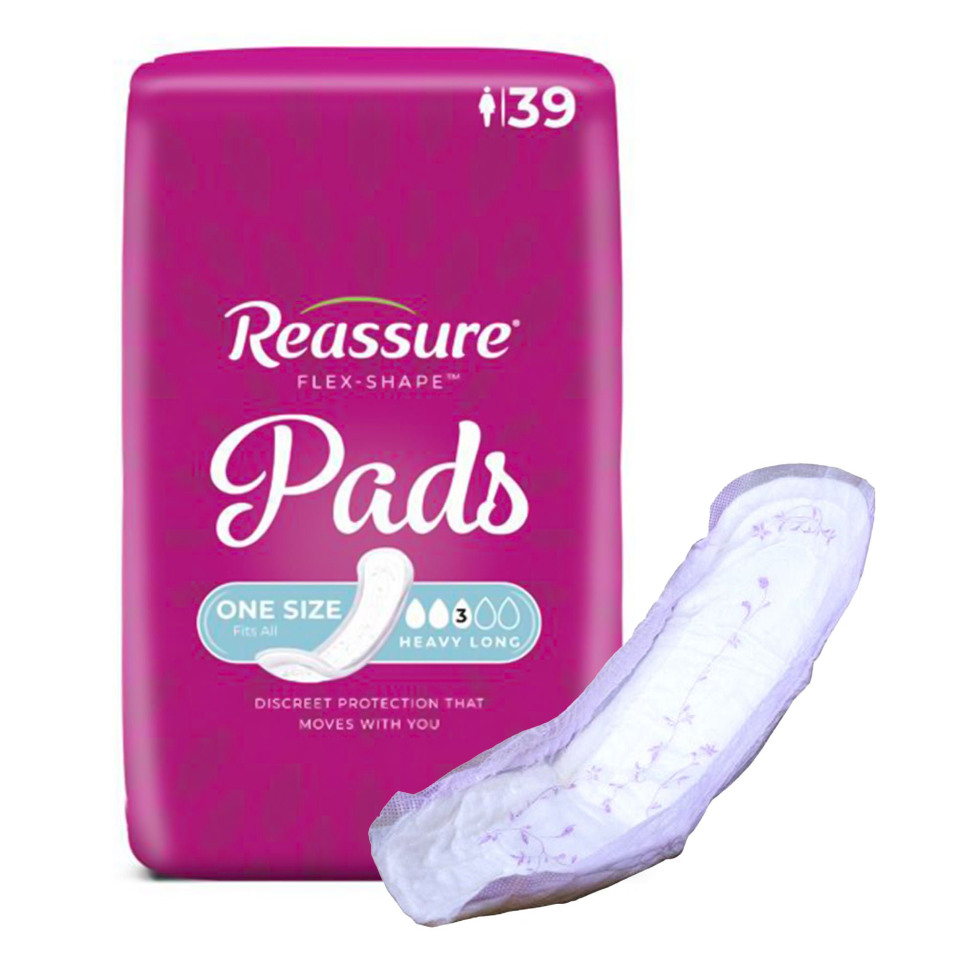 Reassure® Flex-Shape Pad™, Long Pad for Heavy Incontinence One Size Fits Most