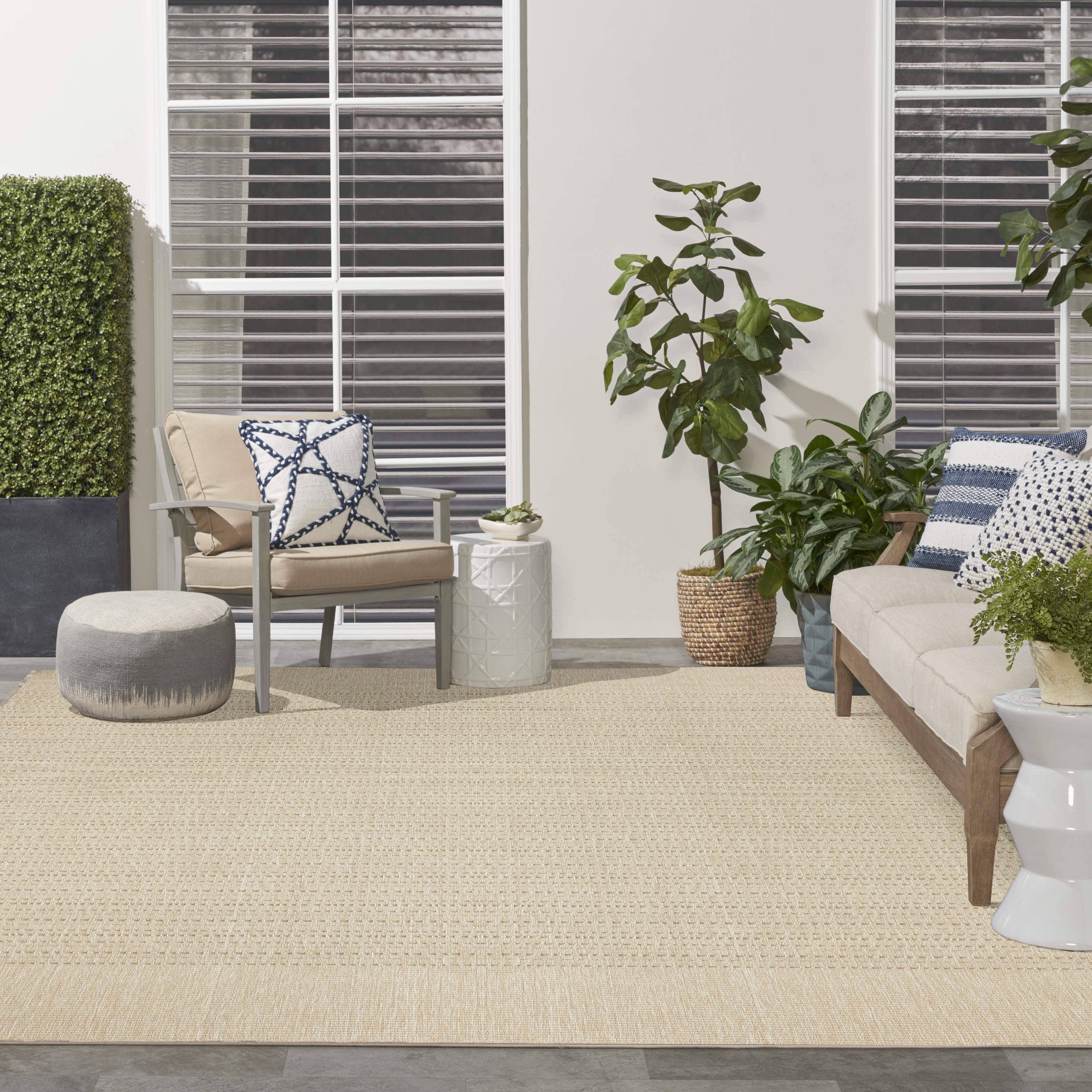 Nourison Tulum 10' x 14' Cream Outdoor Rug