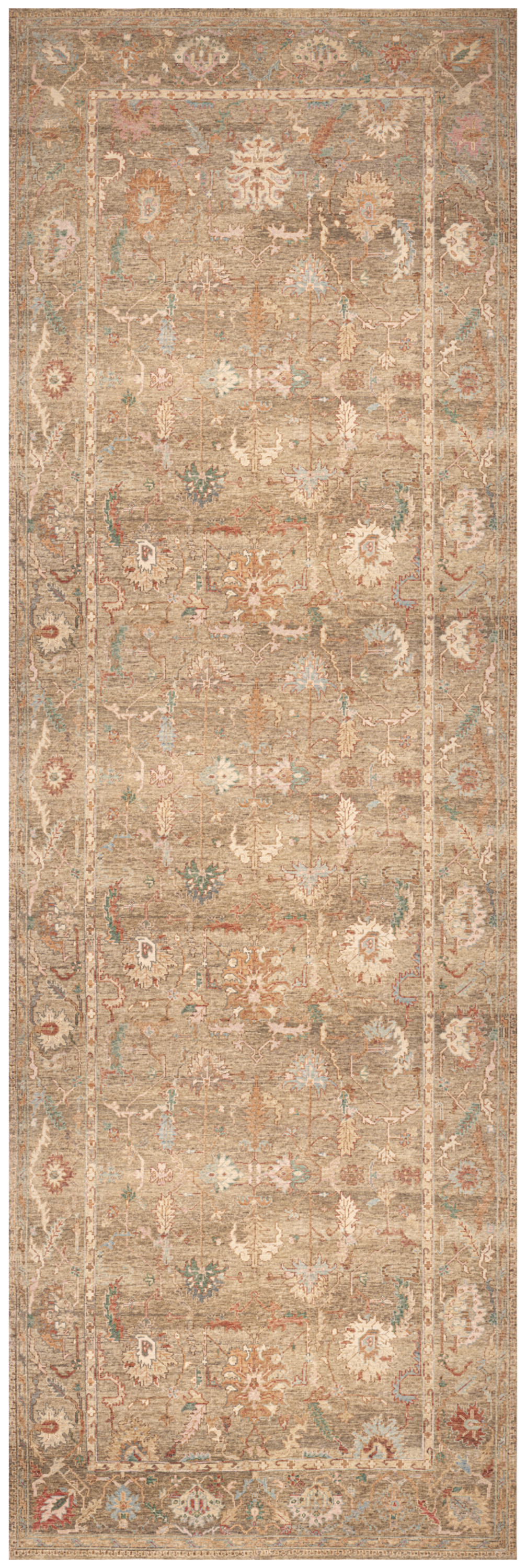 Nourison Vintage Washables 2' x 6' Taupe Multicolor Vintage Indoor Rug