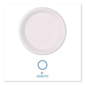 Boardwalk, Hi-Impact Plastic Dinnerware, Plate, 6" dia, White