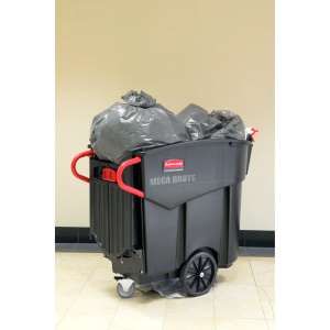 Rubbermaid Commercial, Executive Series Mega-BRUTE, 120 gal, Plastic, Black, Rectangle, Receptacle