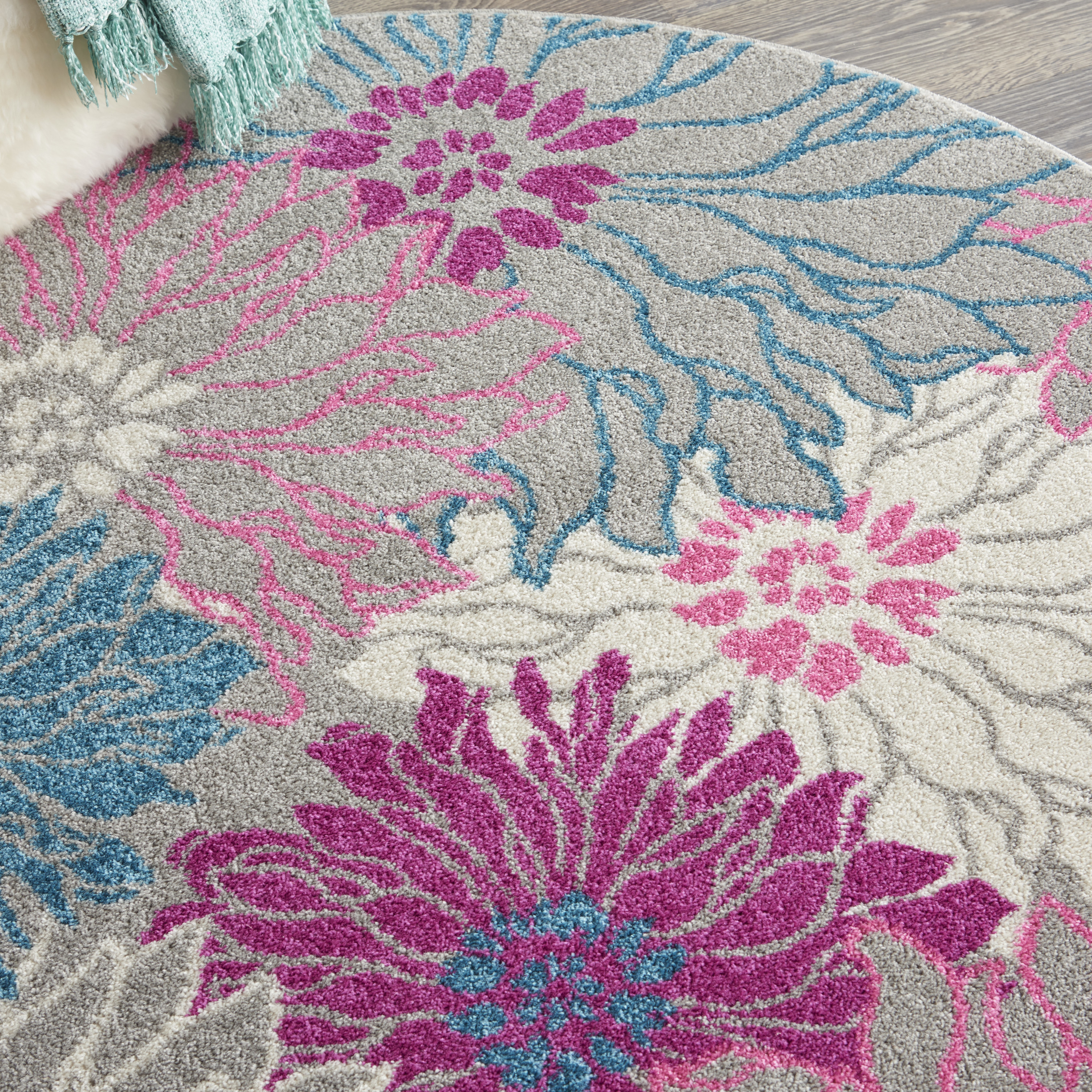 Nourison Passion 4' x Round Grey Contemporary Indoor Rug