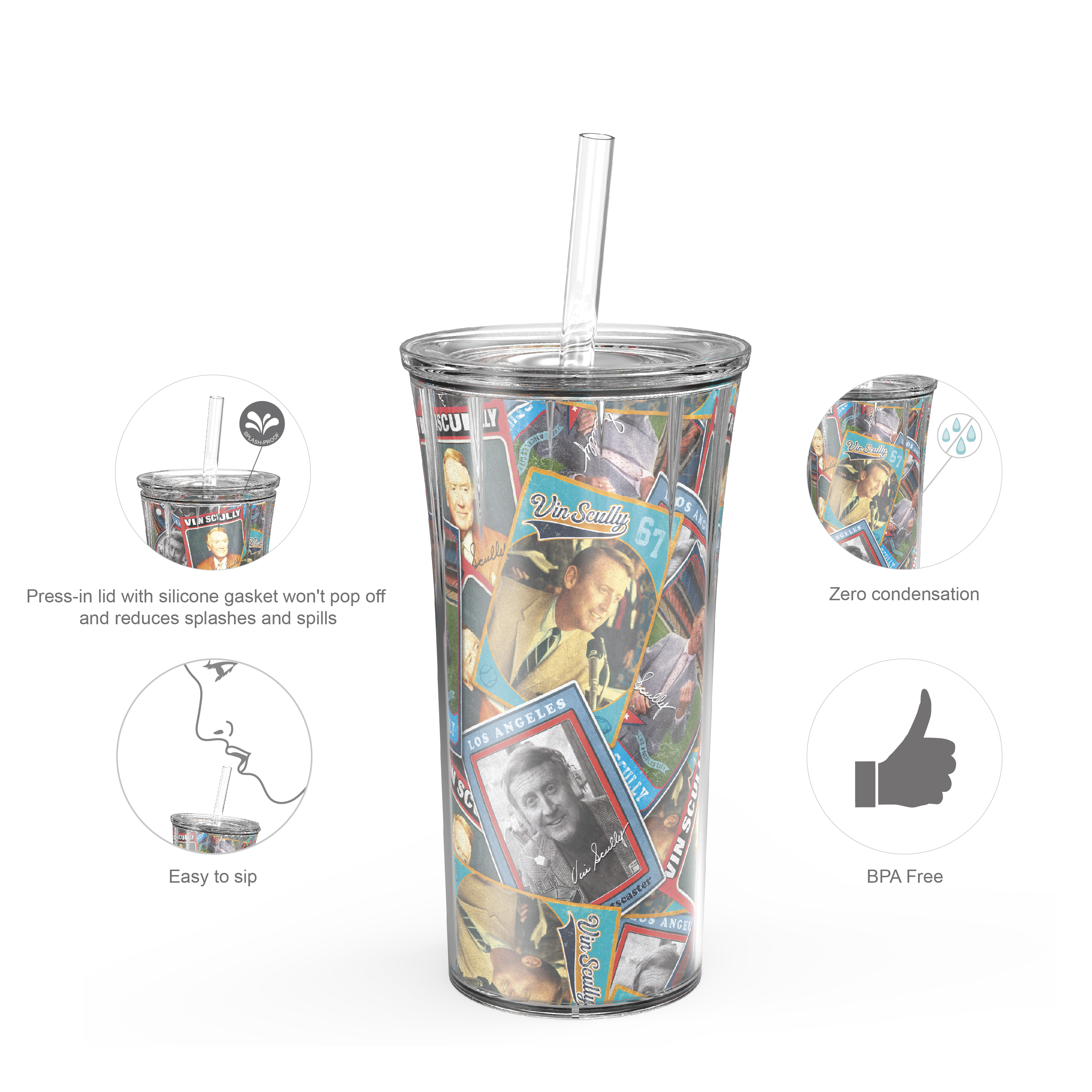 Zak Hydration 20 ounce Insulated Tumbler, Vin Scully, 2-piece set slideshow image 5
