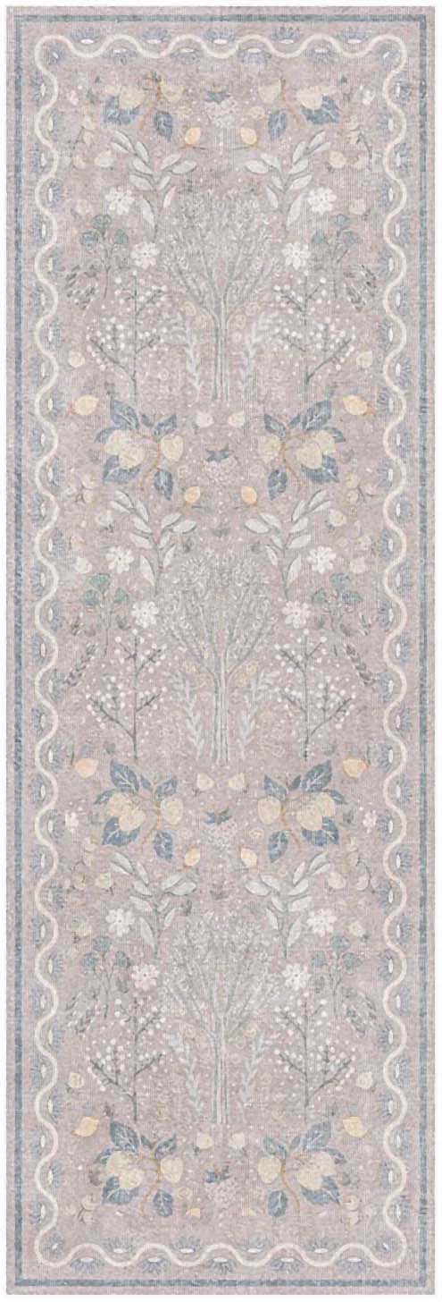 Nourison Botanical Washables 2' x 6' Grey Multicolor Modern Indoor Rug