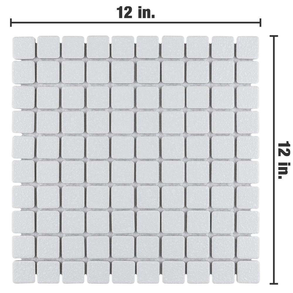 Crystalline Square White 12 in. x 12 in. Porcelain Mosaic Tile