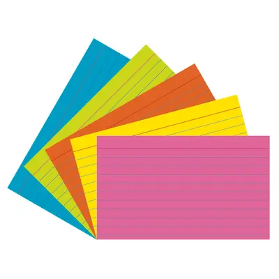 Pacon  Index Cards, 5 Super Bright Assorted Colors, Ruled, 1/4 in 3