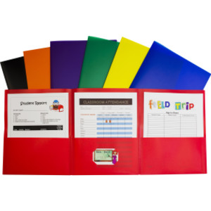3-Pocket Poly Portfolio, Assorted, Box of 24