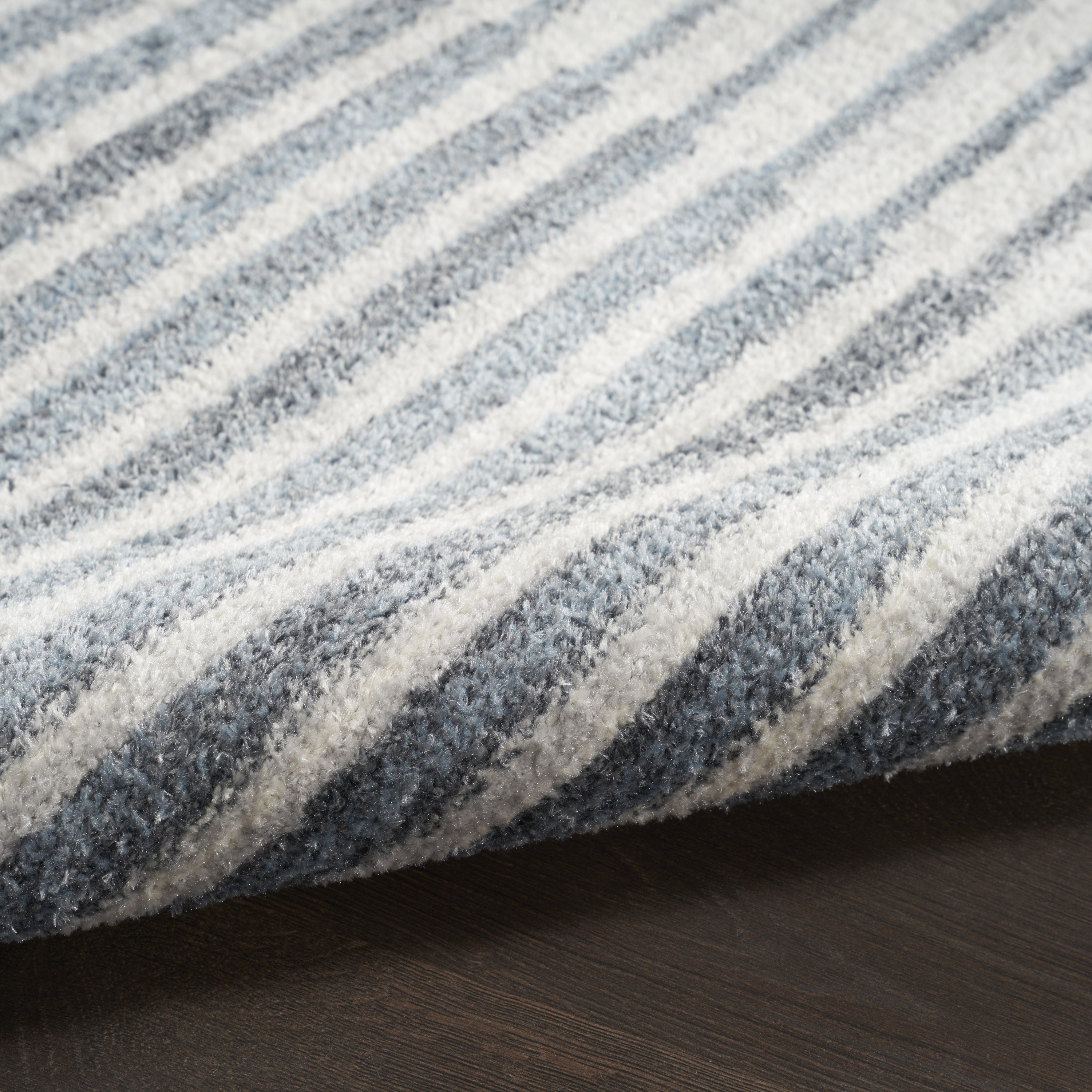 Nourison Astra Machine Washable 2'2" x 12' Ivory Blue Mid-Century Modern Indoor Rug