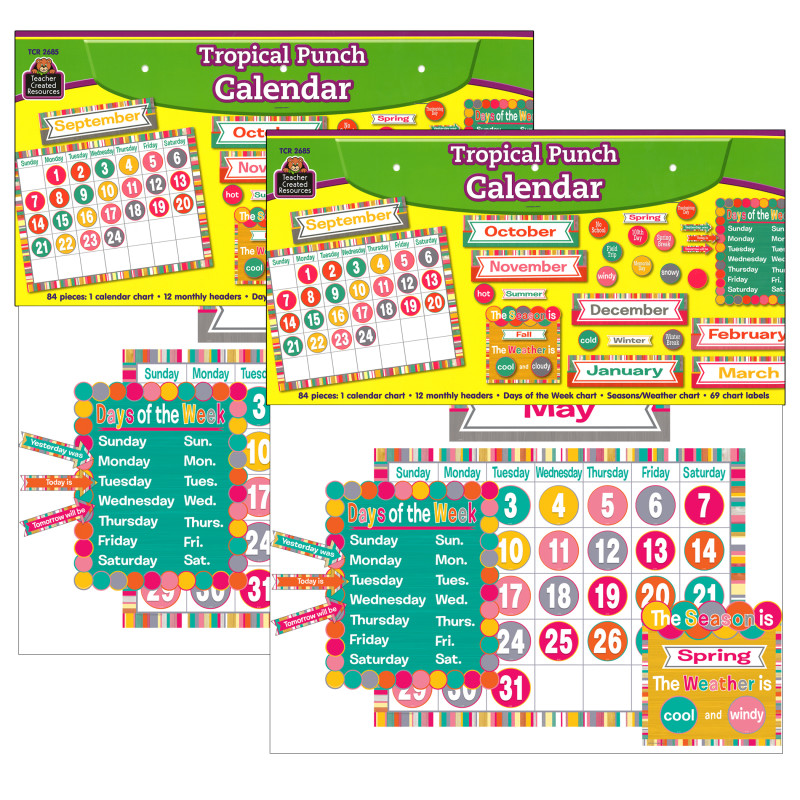 Tropical Punch Calendar Bulletin Board Set, 2 Sets