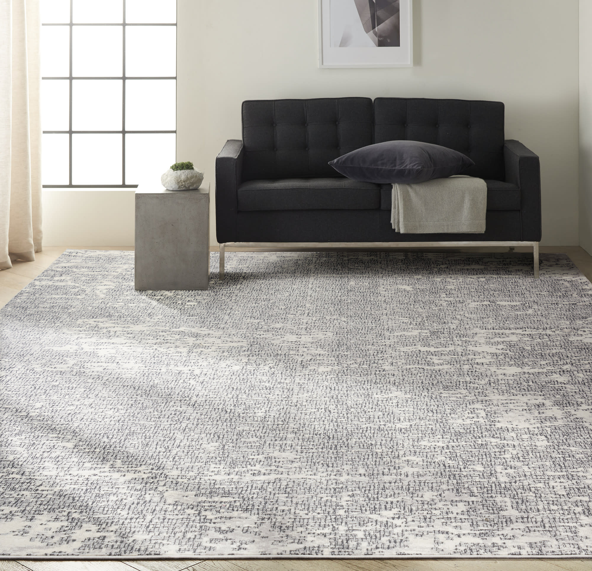 Calvin Klein CK970 Vapor 9' x 12' Ivory Black Modern Indoor Rug