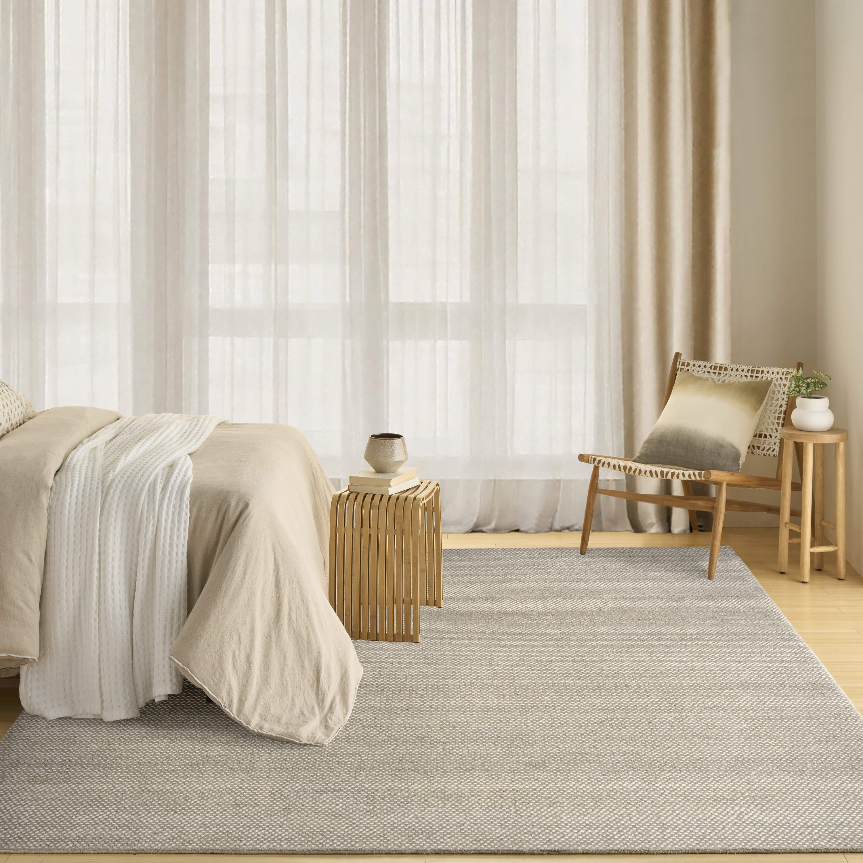 DKNY Pure Rows 5'3" x 7'3" Ivory Grey Farmhouse Indoor Rug