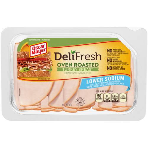 Oscar Mayer Deli Fresh Lower Sodium Oven Roasted Turkey Breast 8 Oz Tray