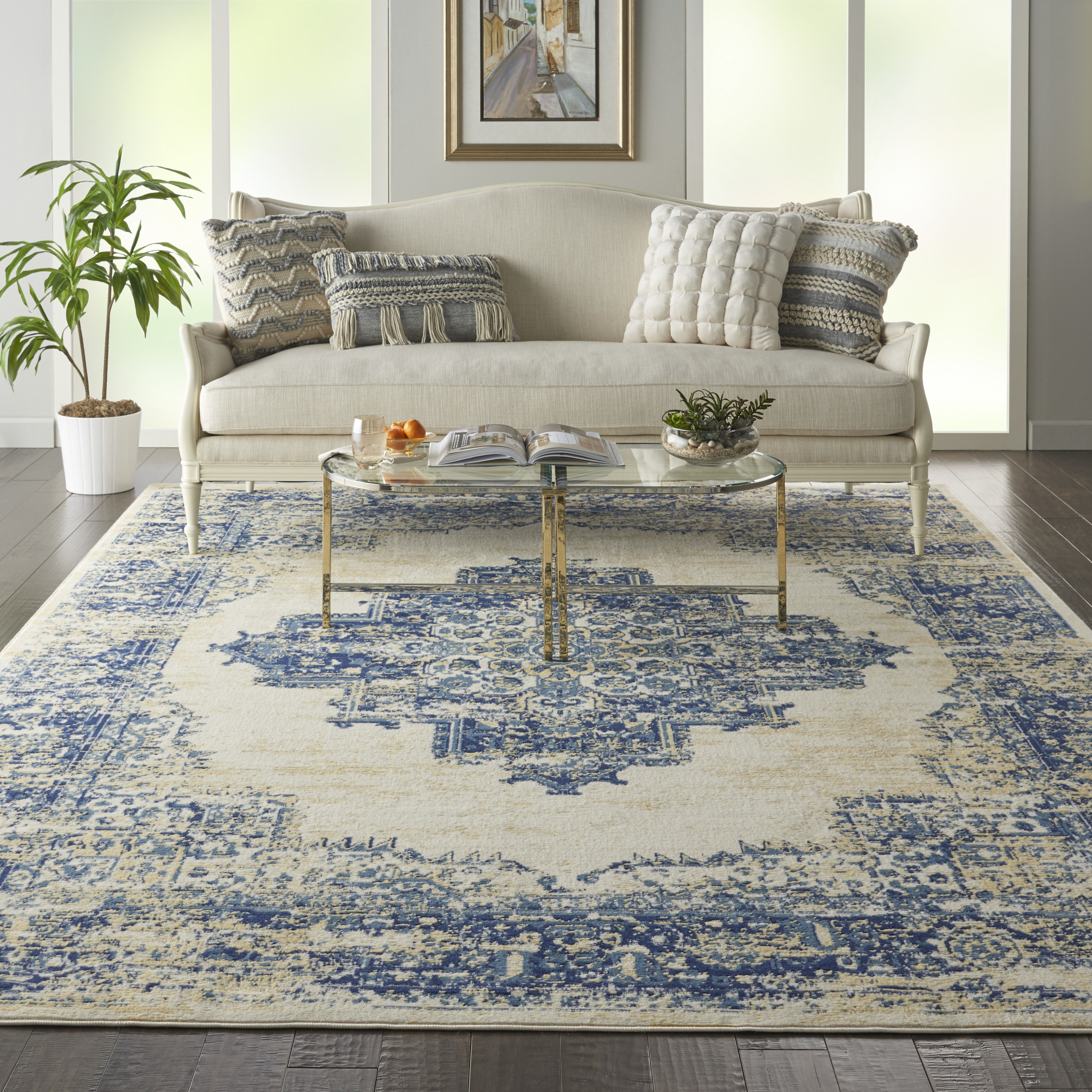 Nourison Grafix 8'6" x 12' White Vintage Indoor Rug