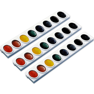 Watercolors, Oval Pan Refill Tray, 8 Colors Per Tray, 3 Trays