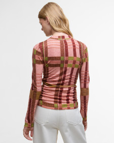 Barbour FARM Rio Thalita Long-Sleeved Knitted Top Pink Tartan