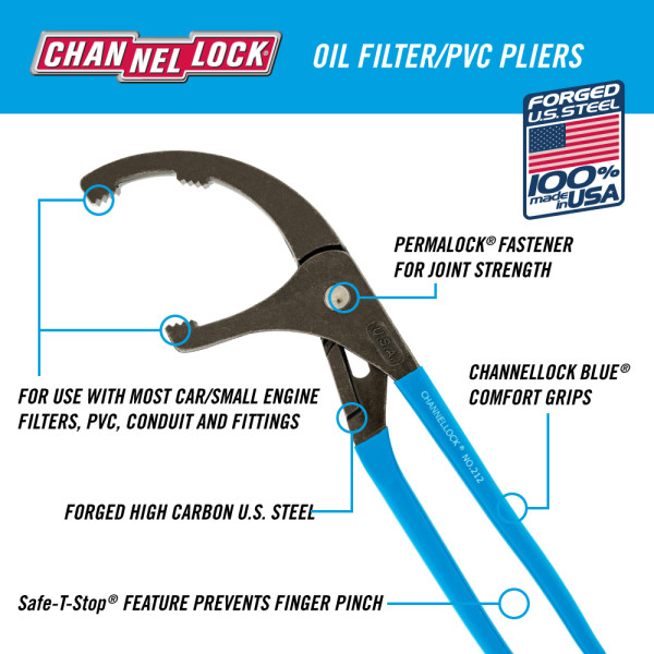 212 12inch Oil Filter/PVC Pliers Channellock, Inc.
