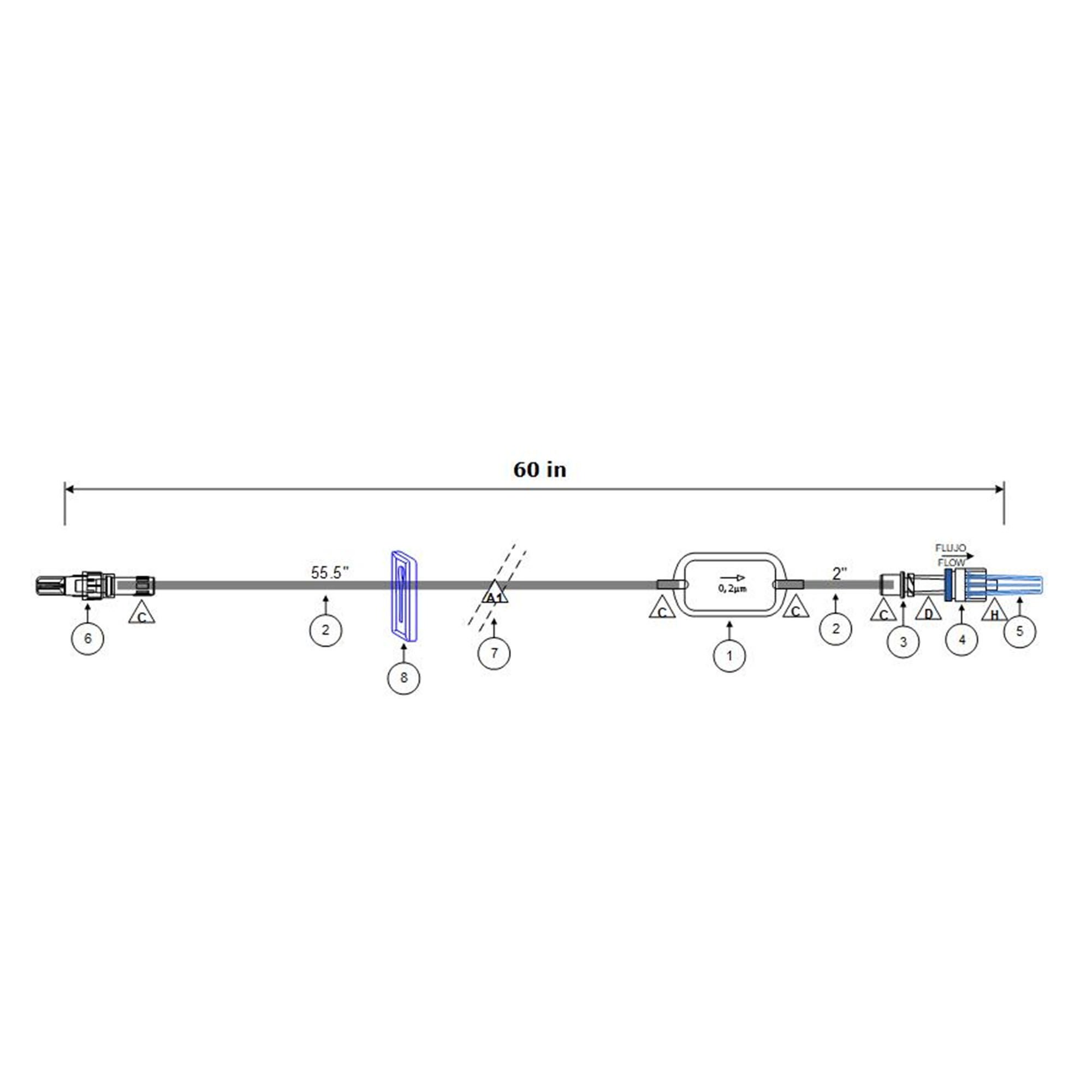 ICU Medical EXT SET, IV SM BORE W/SPIN LUER CLAMP 0.2 MICRON LL (50/CS)