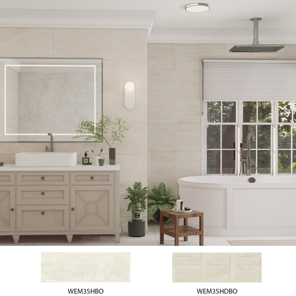 Habanera Decor Bone 11-7/8 in. x 35-1/2 in. Ceramic Wall Tile