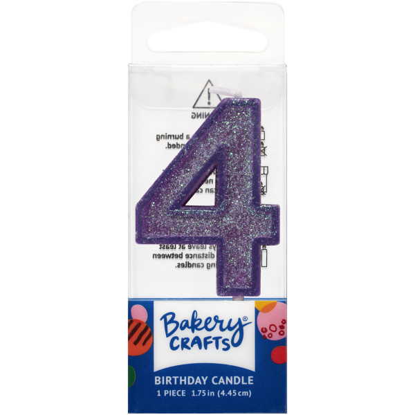 4 Mini Glitter Numeral Candles