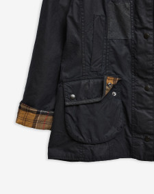 Barbour Re-Loved Beadnell Waxed Jacket - Size 14 Navy