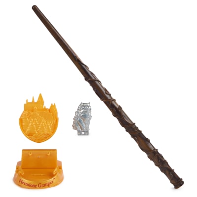 Wizarding World Harry Potter, 12-inch Magical Collector Hermione Granger Wand with Stand & Die-cast Icon, Magical Creatures, Accessory for Costumes