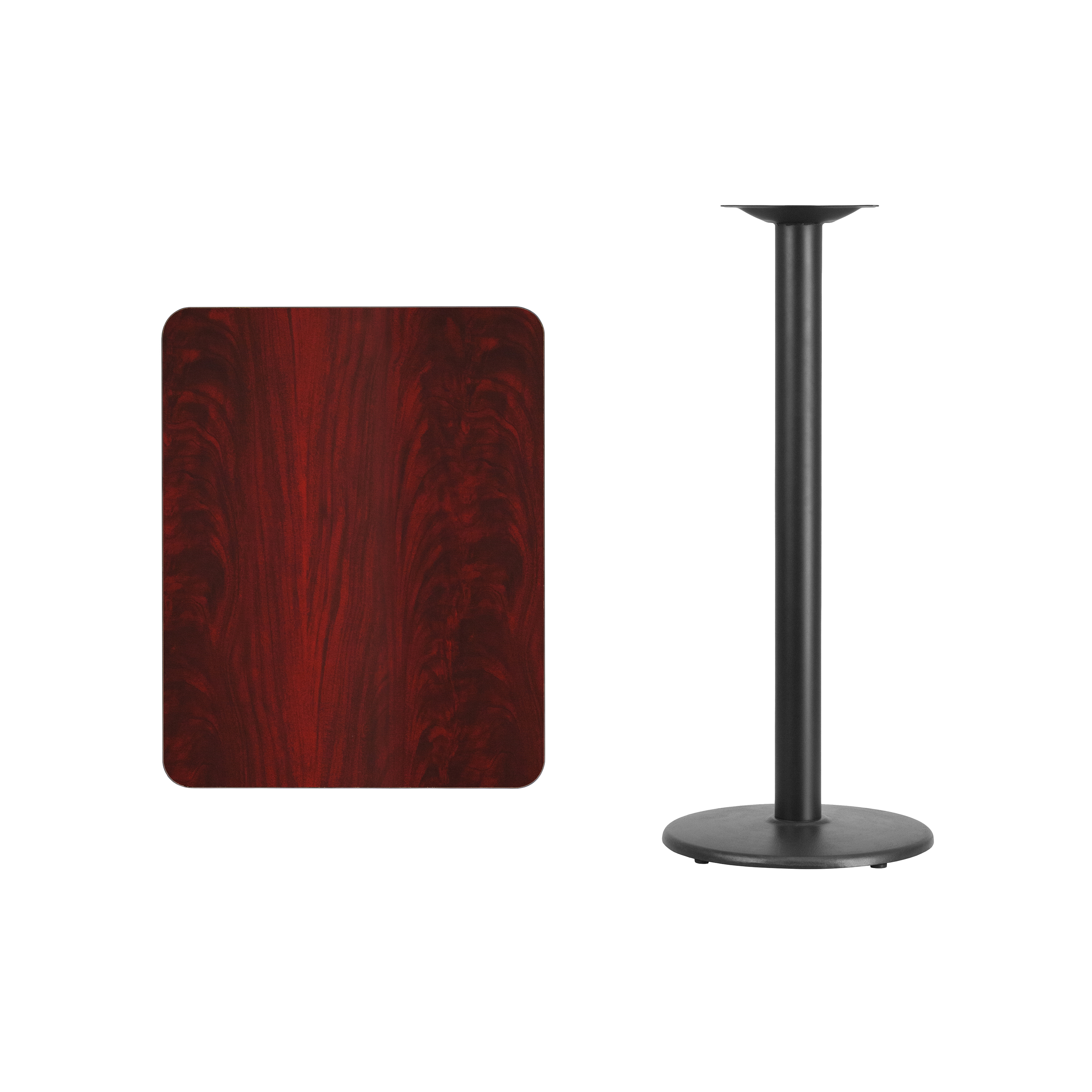 Stiles 24'' x 30'' Gray Rectangular Laminate Table Top with Black 18" Round B... - Picture 5 of 35