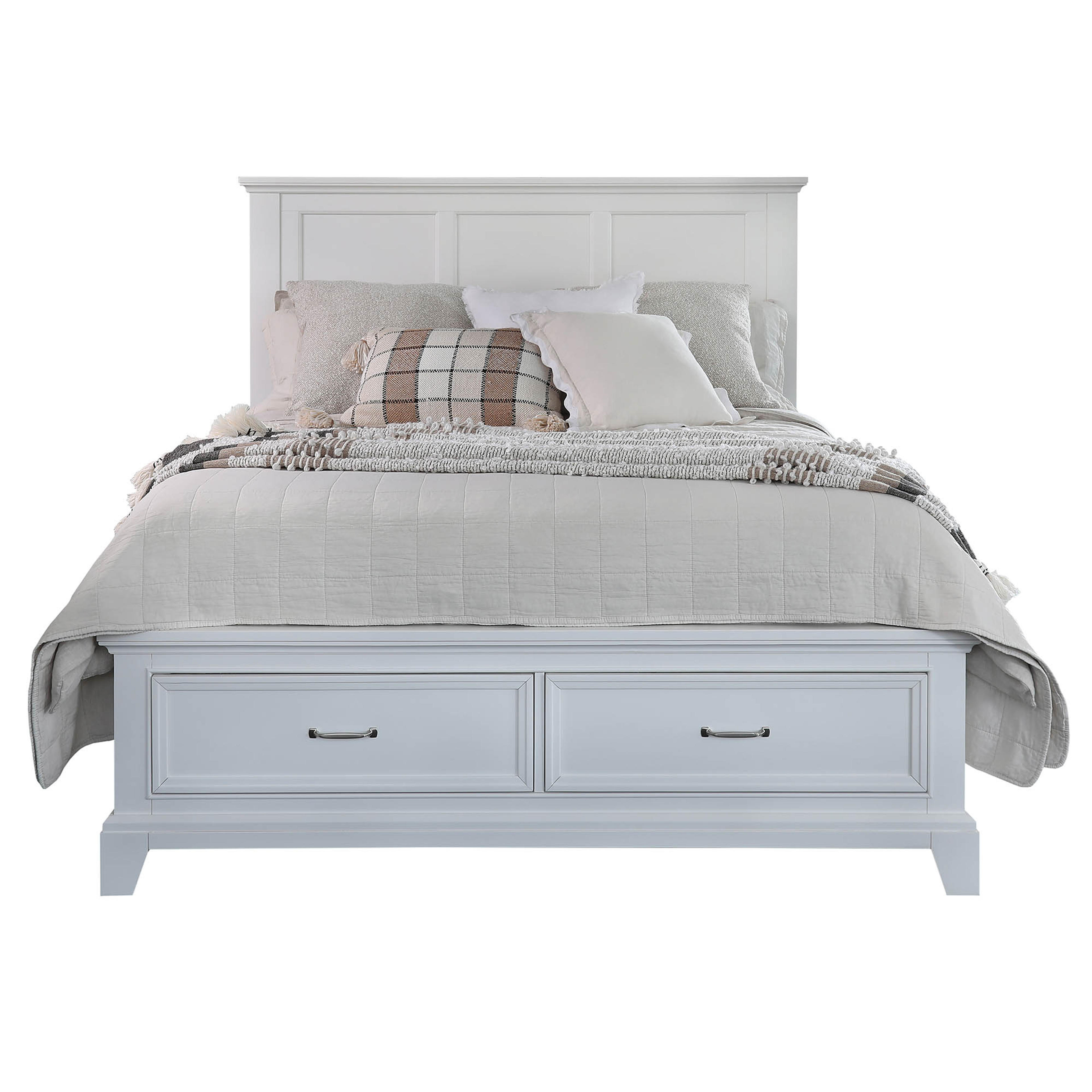 Lifestyle image of the  Fulham Bed Frame, 2 Drawer Base, White from Forty Winks