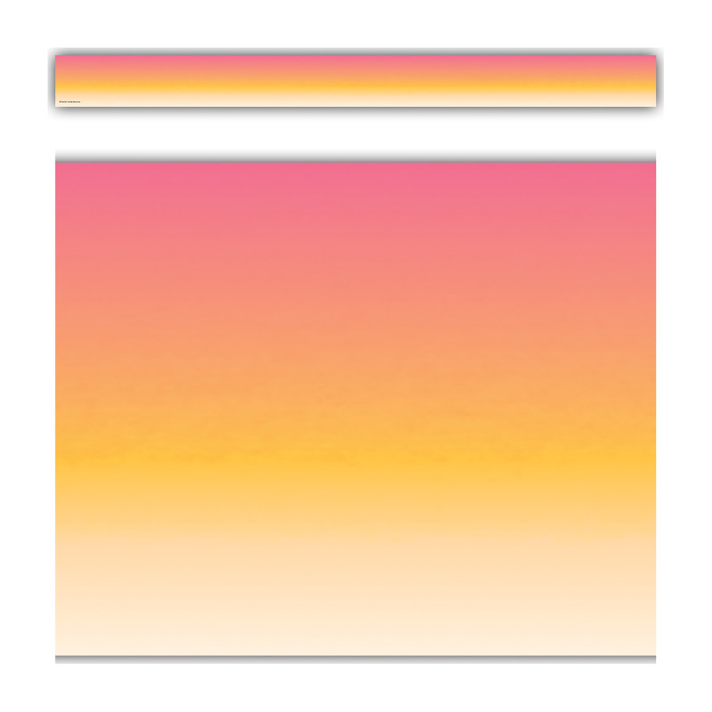 Pink and Orange Color Wash Straight Border Trim, 35 Feet