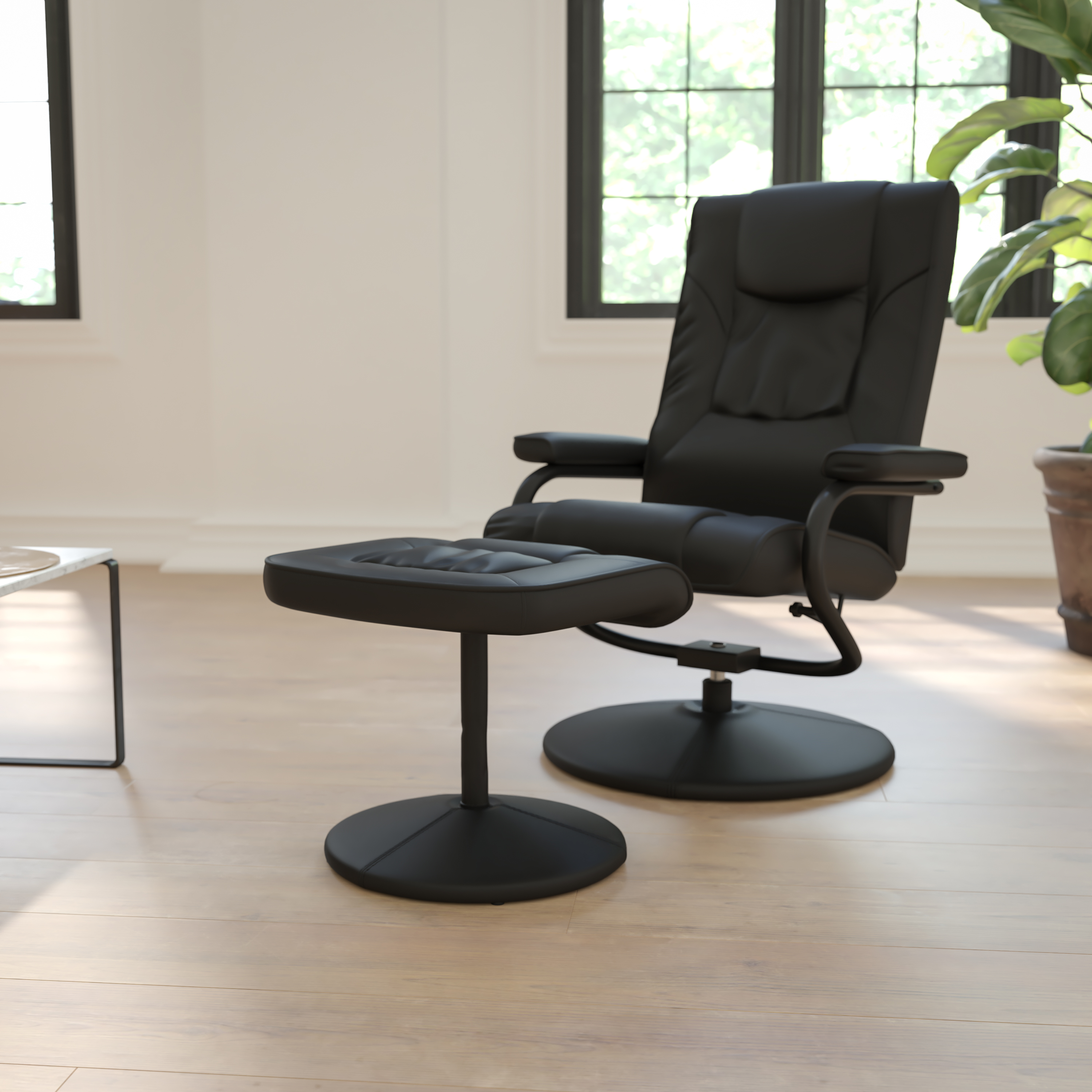 Rachel Contemporary Multi-Position Recliner and Ottoman with